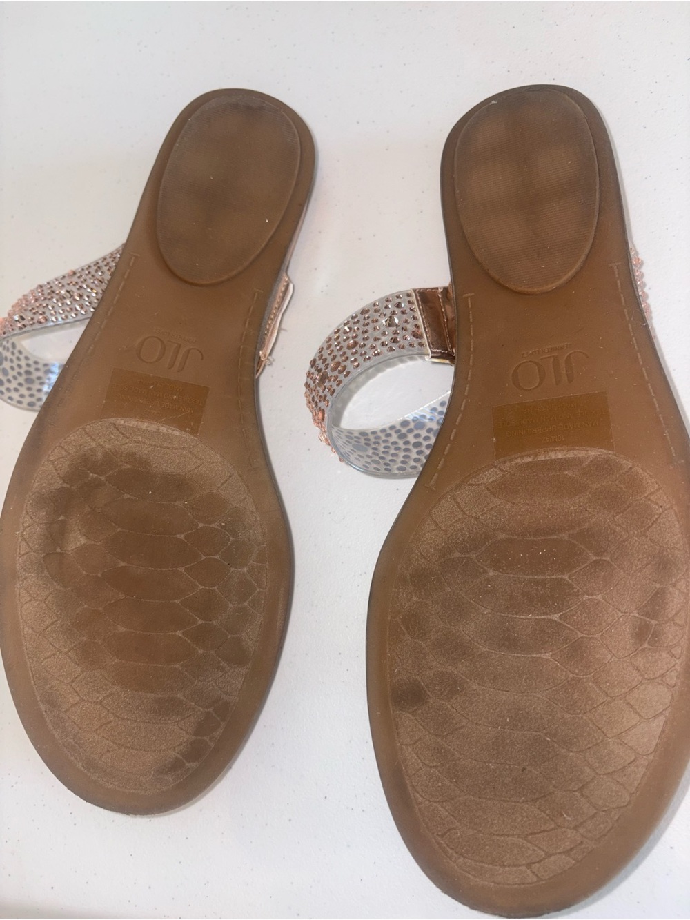 Jennifer Lopez Rose Gold Crystal Slide Sandals - Picture 4 of 4